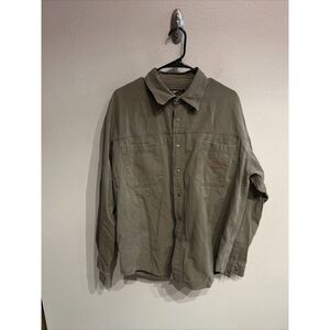 Harley Davidson Men’s XXL Green Denim Canvas Long Sleeve Snap Button Up Shirt
